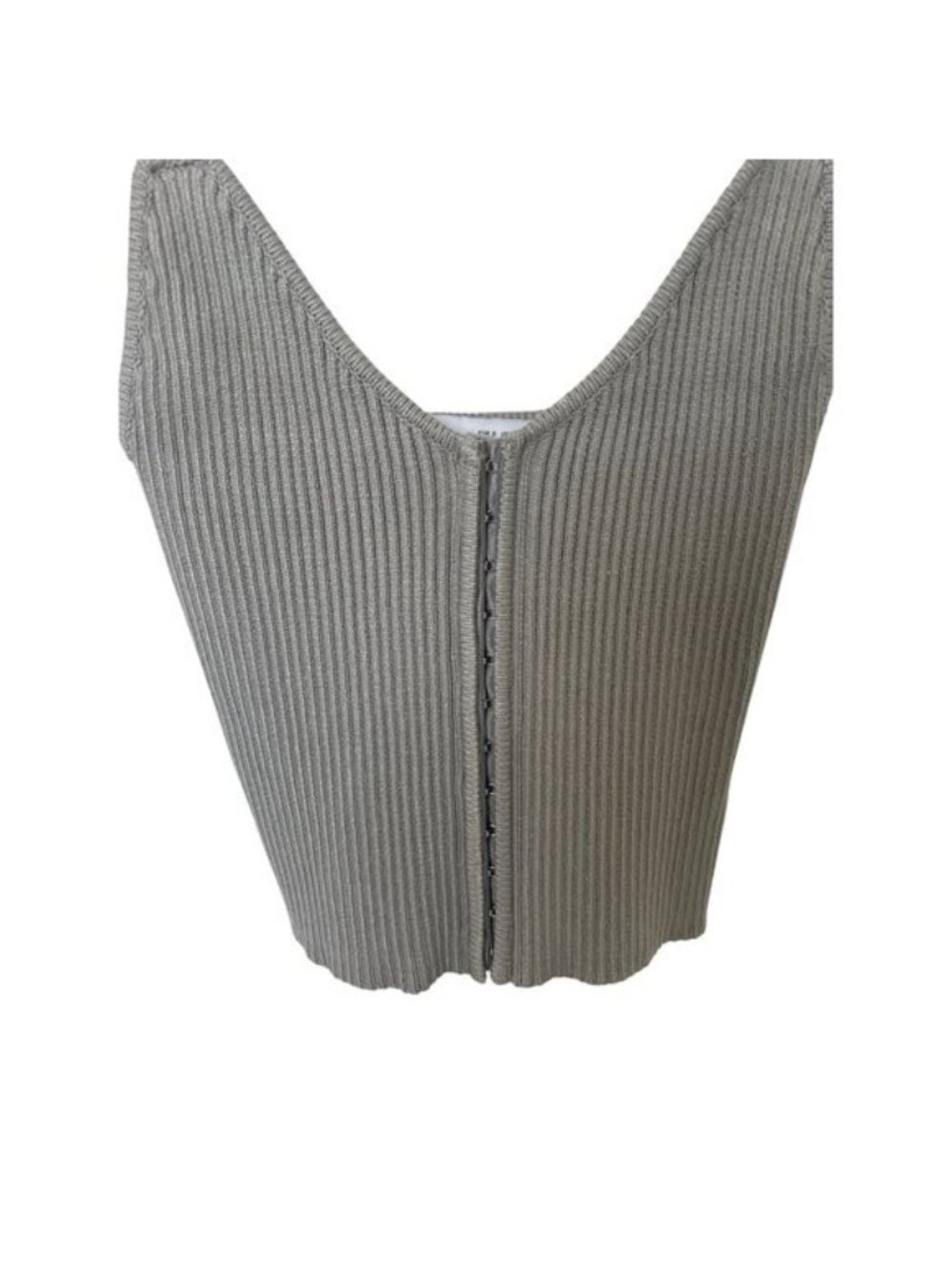 Zara Gray Ribbed Knit Crop Top - Picture 3 of 8